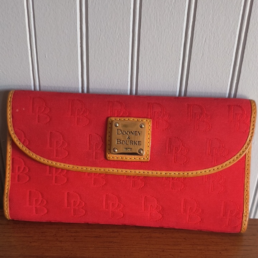 Dooney & Bourke Red Wallet with Tan Trim